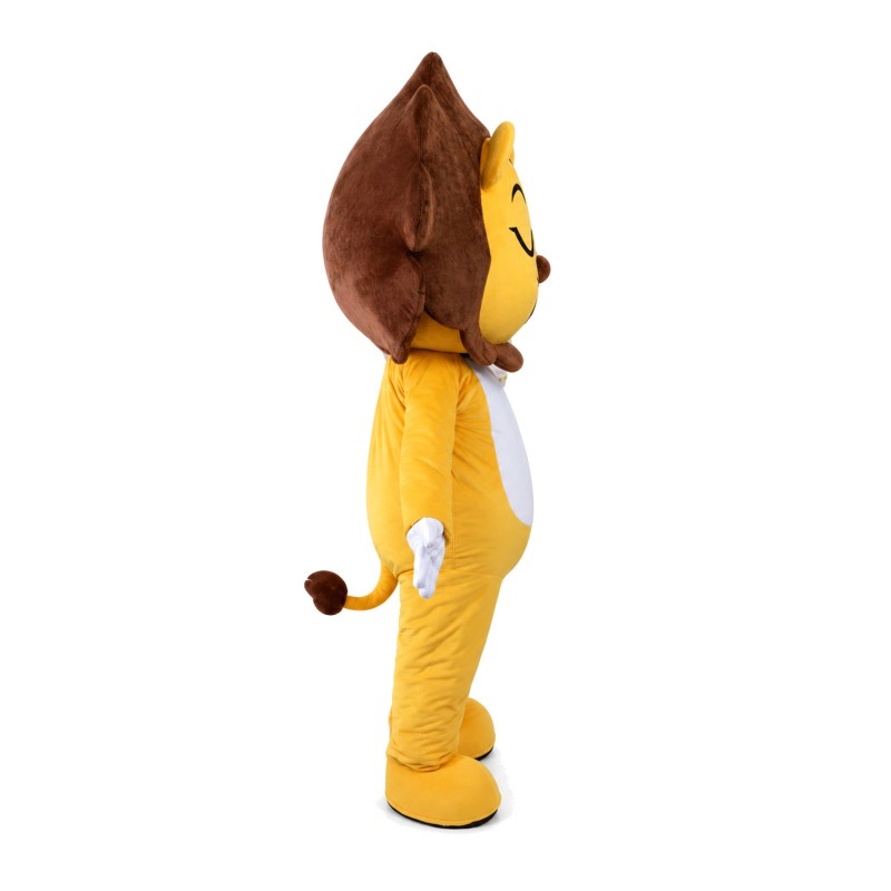 Adult Cartoon Happy Yellow Lion Mascot Costume