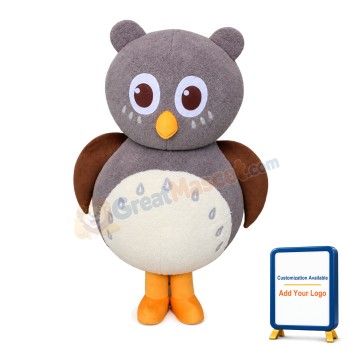 Classic Version Cartoon Grey Owl Mascot Costume