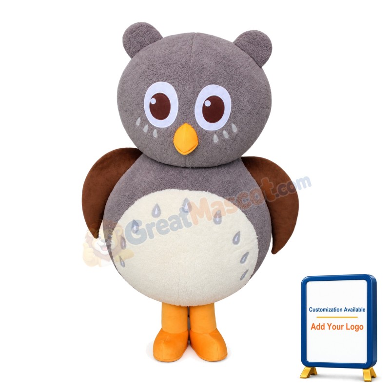 Classic Version Cartoon Grey Owl Mascot Costume