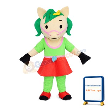 New Style Little Horse With Green Hair Mascot Costume