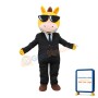 Adult Style Horse In Black Suit And Sunglasses Mascot Costume