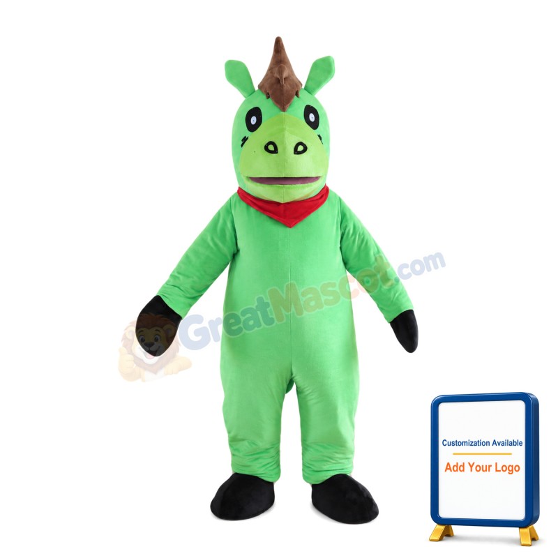 Funny Cartoon Green Horse Mascot Costume
