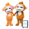 Loving Monkey Couple Mascot Costume