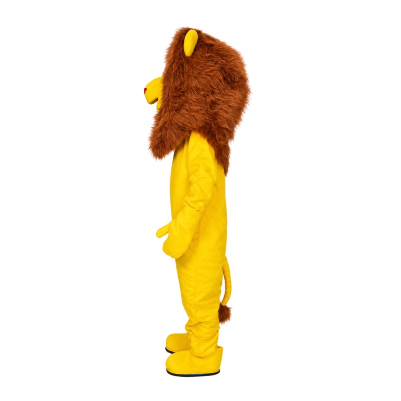 Funny Yellow Lion With Long Brown Mane Mascot Costume