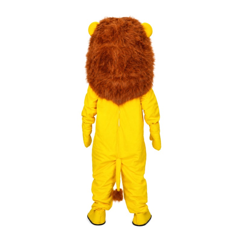Funny Yellow Lion With Long Brown Mane Mascot Costume