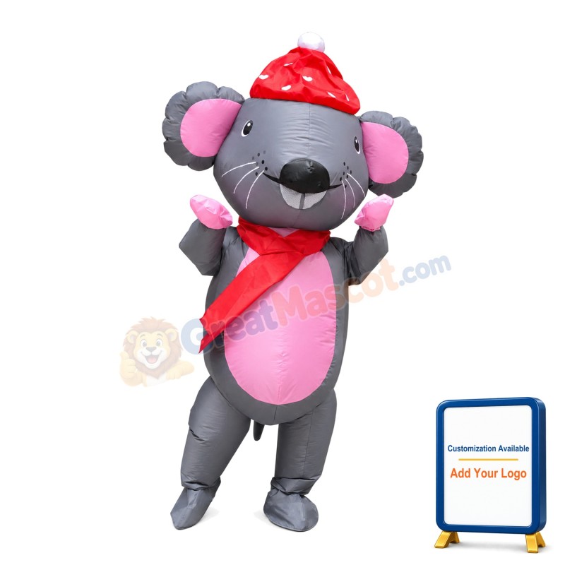 Big Inflatable Grey & Pink Mouse Mascot Costume
