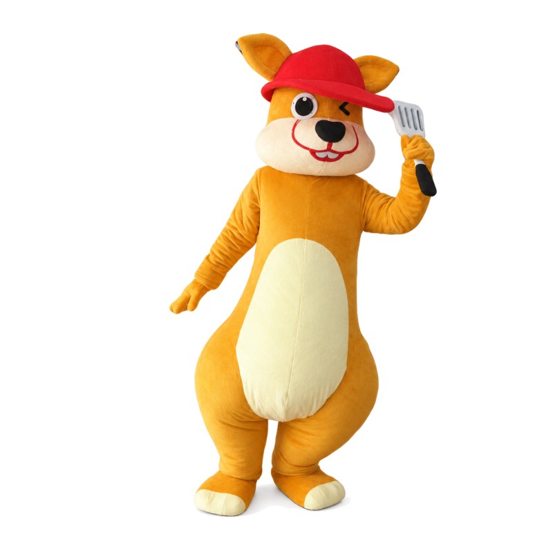 Short Plush Yellow Squirrel With Shovel Mascot Costume