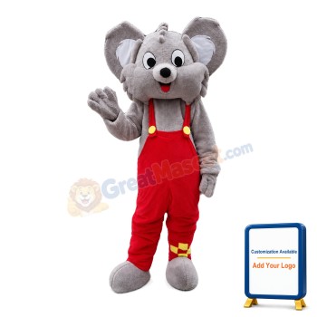 Smiling Grey Mouse With Red Pants Mascot Costume