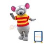 Big Eyes Mouse With Striped Shirt Mascot Costume