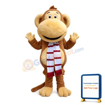 Funny Big Mouth Monkey With Scarf Mascot Costume