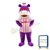 Purple Hippo With Red Glasses And Striped Shirt Mascot Costume