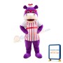 Purple Hippo With Red Glasses And Striped Shirt Mascot Costume
