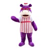Purple Hippo With Red Glasses And Striped Shirt Mascot Costume