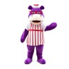 Purple Hippo With Red Glasses And Striped Shirt Mascot Costume