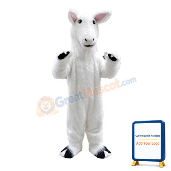 Standing Long Fur White Goat Mascot Costume