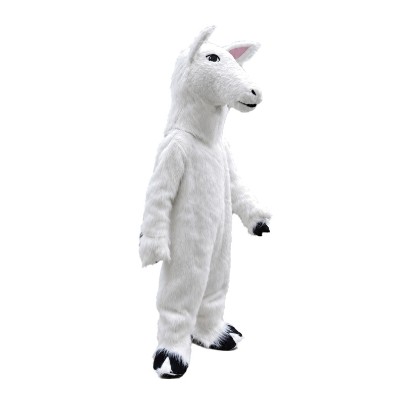 Standing Long Fur White Goat Mascot Costume