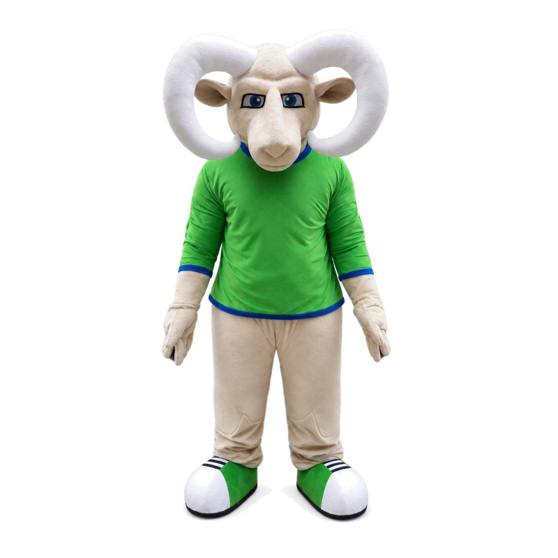 Khaki Ram With Green Top Mascot Costume Full Body Outfit