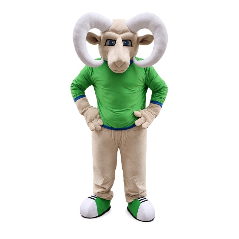 Khaki Ram With Green Top Mascot Costume Full Body Outfit