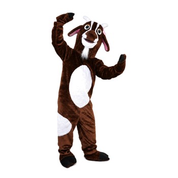 Adult Lively Brown & White Goat Mascot Costume
