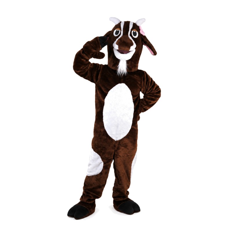 Adult Lively Brown & White Goat Mascot Costume