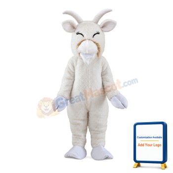 New Version Adult Furry White Goat Mascot Costume
