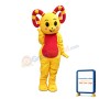 Happy Smiling Red & Yellow Sheep With Curved Claws Mascot Costume
