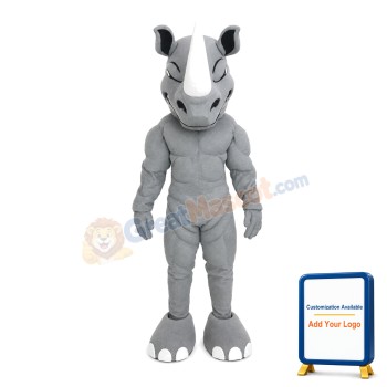 Powerful Grey Tyrannosaurus With Muscle Mascot Costume