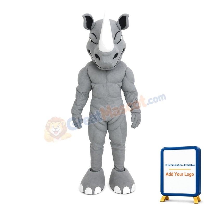 Powerful Grey Tyrannosaurus With Muscle Mascot Costume