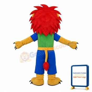 Happy Lion With Reddish Brown Mane Mascot Costume
