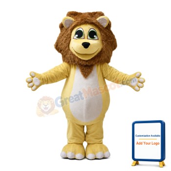 Handmade Lucky Yellow & White Lion Mascot Costume