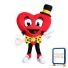 Funny Red Heart With Yellow Tie And Hat Mascot Costume