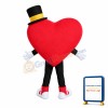 Funny Red Heart With Yellow Tie And Hat Mascot Costume