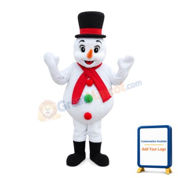 Snowman With Red Scarf Mascot Costume