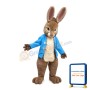 New Lovely Grey Rabbit With Blue Coat Mascot Costume