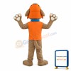 Adult Size Excited Grey Dog With Orange Top Mascot Costume