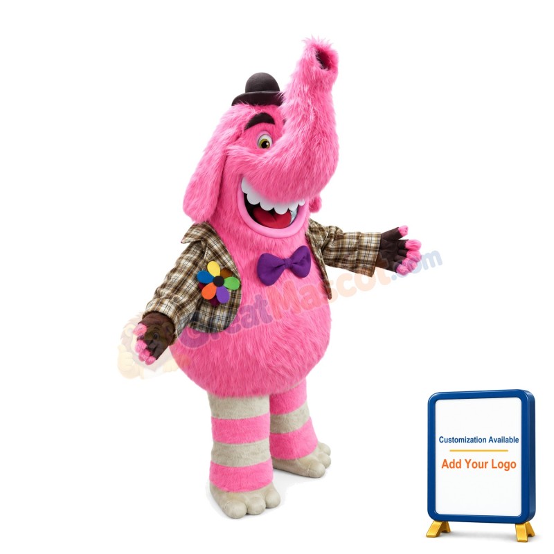 Lifesome Long Fur Pink Elephant Mascot Costume