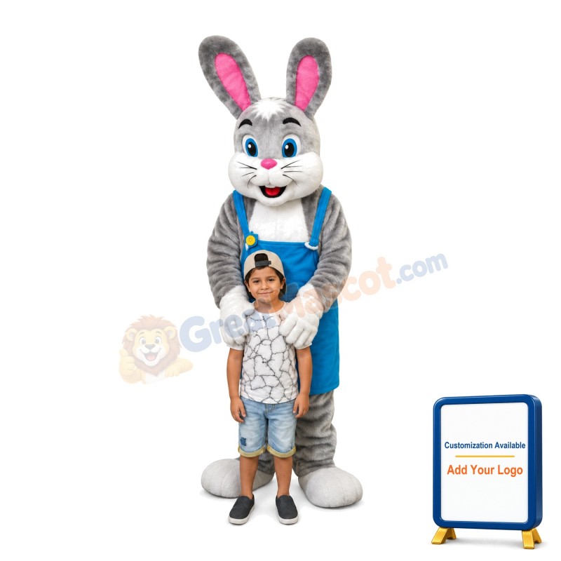Dear Grey & White Rabbit Mascot Costume
