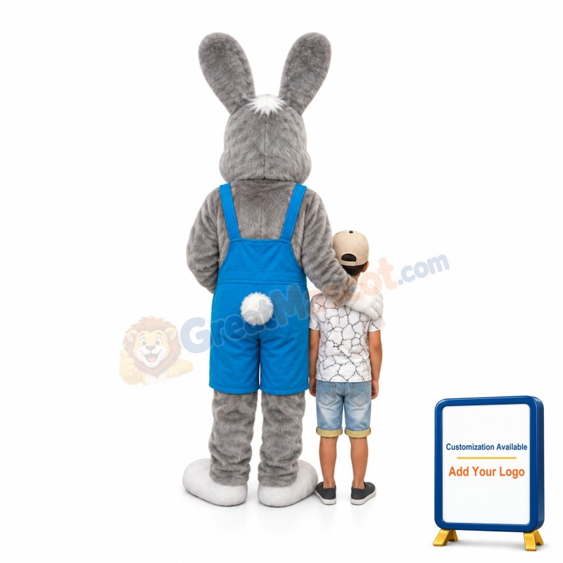 Dear Grey & White Rabbit Mascot Costume