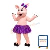 Beautiful Pig Girl With Purple Skirt And Bow Mascot Costume