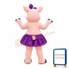 Beautiful Pig Girl With Purple Skirt And Bow Mascot Costume