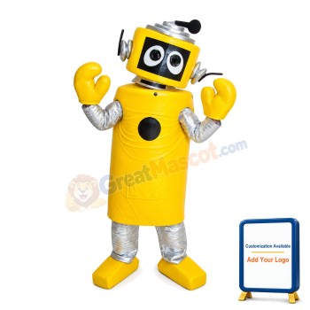 Customized Yellow Cylindrical Robot Mascot Costume