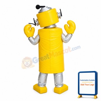 Customized Yellow Cylindrical Robot Mascot Costume