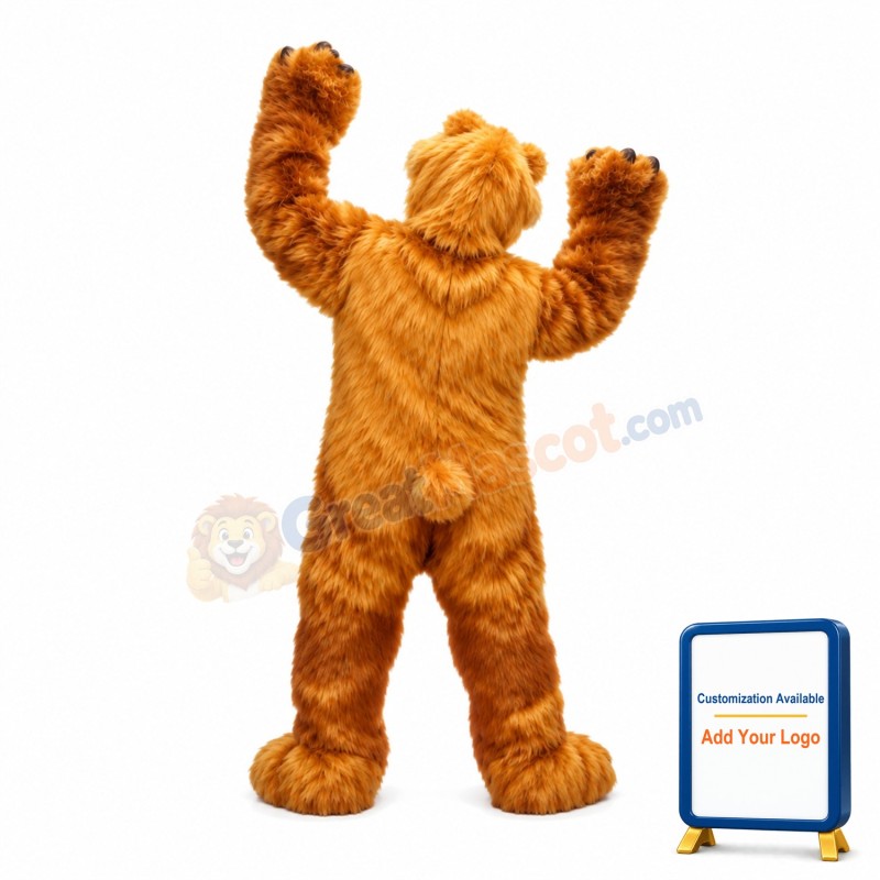 Plush Long Fur Big Brown Bear Mascot Costume