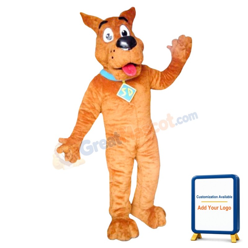 Honest Brown Dog With Dog Tag Mascot Costume