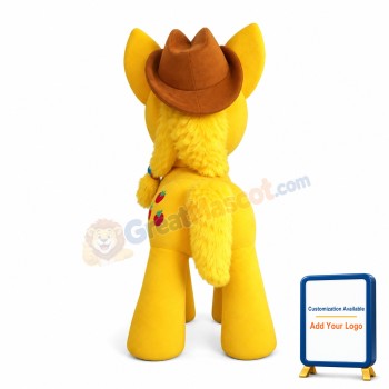 Likeable Yellow Little Horse With Big Green Eyes Mascot Costume