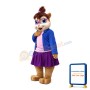 Fashion Design Squirrel Girl With Purple Glasses Mascot Costume