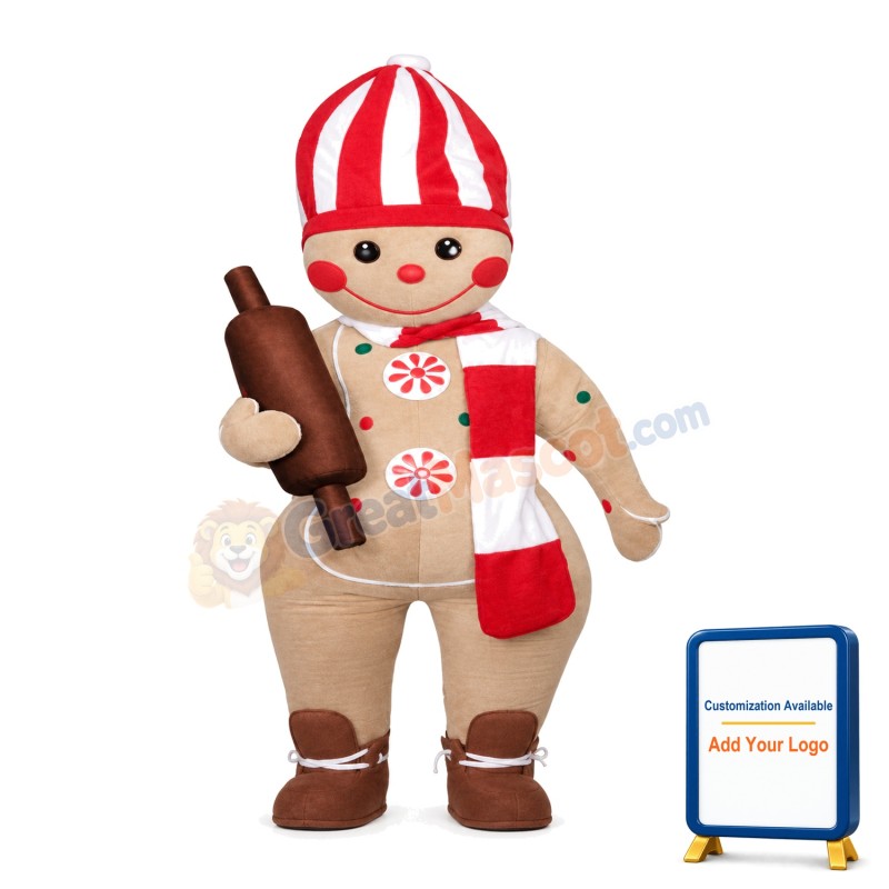 New Smiling Biscuit Baby With Scarf Mascot Costume