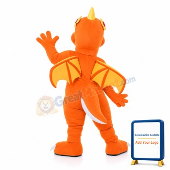 Adult Funny Cartoon Dragon With Wings Mascot Costume