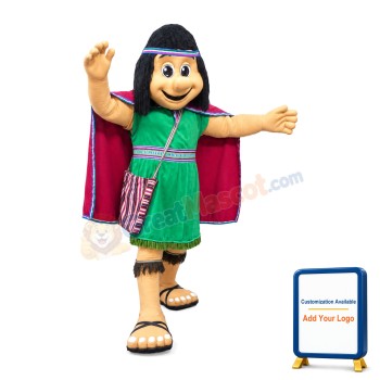 Female Savage In Green Dress Mascot Costume