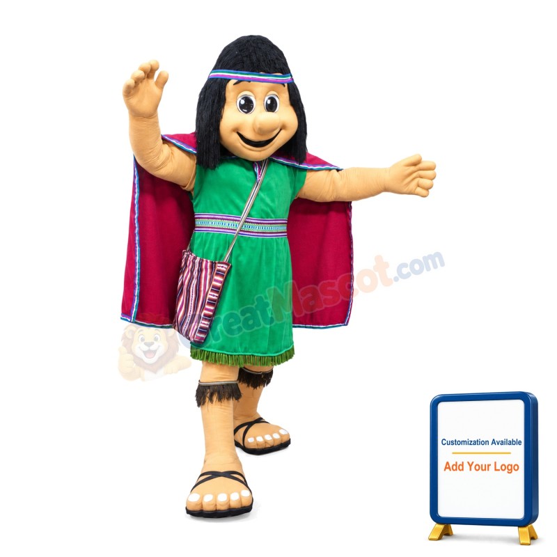Female Savage In Green Dress Mascot Costume